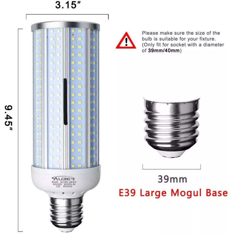 Auzer 4-Pack 80W LED Corn Light Bulb Large Mogul Base