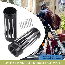Unbranded 2" Extended Black Cut Slider Fork Covers For Harley Road Tri Street Glide FLHX