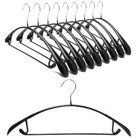 Nature Smile Non Slip PVC Coating Sweater Hangers,Dress Suit Coat Hangers,Wide Shoulder Bump Free Golf T Shirts Clothes Hangers (Black Color 10 Pack)