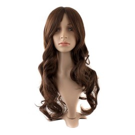 MapofBeauty Charming, Plastic Fibre, Long Wavy Wig for Women, Parties, Full Wigs (Light Brown)