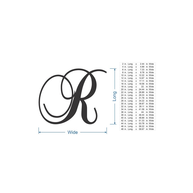 Jess and Jessica Cursive Metal Letter R 6"x7.33" – Wall