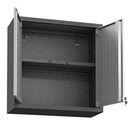 Manhattan Comfort Fortress Floating Garage Storage Cabinet, Black/Grey