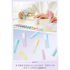 Kokuyo G301-4P-L1 Glue Stick, Solve Color, 4 Colors, Set