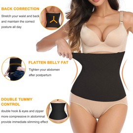 Bingrong 2 in 1 Waist Trainer for Women Postpartum Belly Band Maternity Recovery Belt Seamless Girdle Tummy Control Body Shaper Shapewear(Black, M)