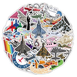 Bric Dodo Pack of 50 Aeroplane Stickers Car Laptop Phone Guitar Skateboard Motorcycle Bicycle Airplane Stickers Set Vinyl Waterproof Aesthetic Stickers for Teenagers Children Adults