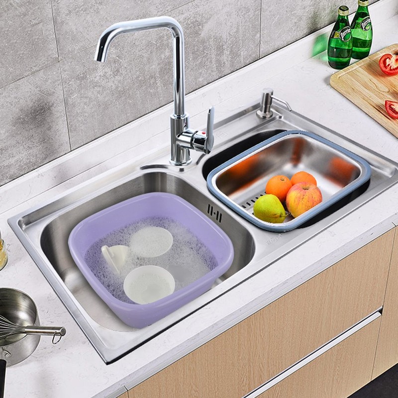 Jekiyo 16 Qt Purple Wash Basin, 2-Pack Plastic Square Dish