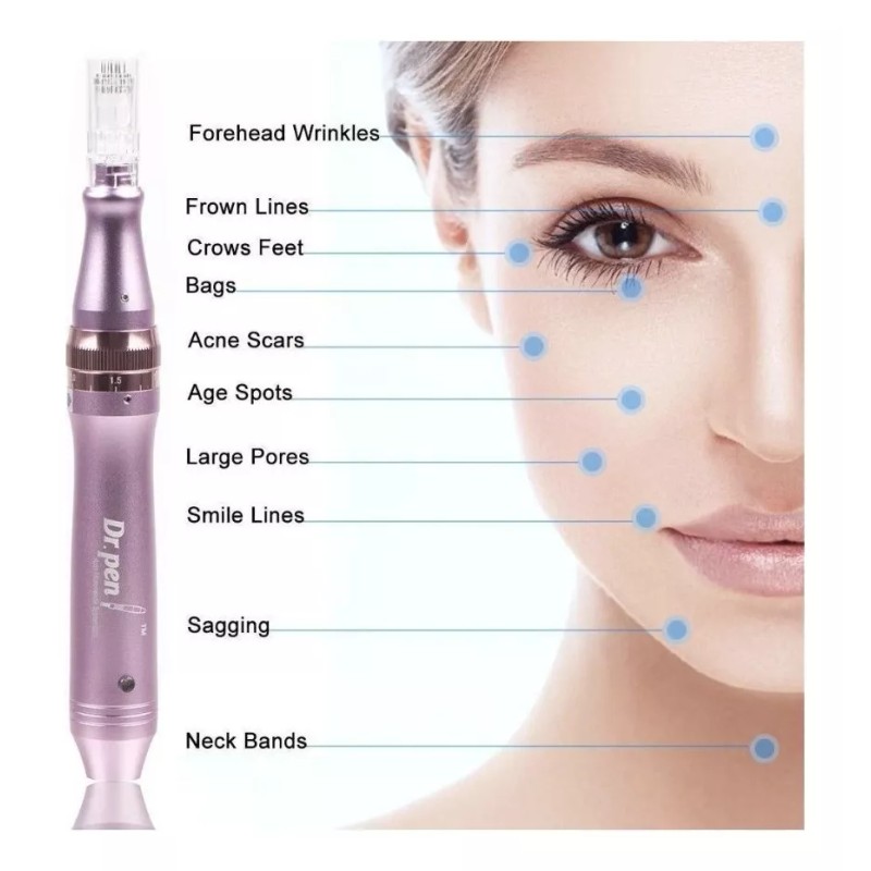 Dr. Pen Dermapen M7 Metálico Alámbrico Recargable Mas 2 Cartuchos