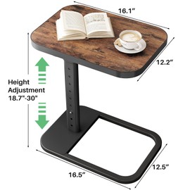 Kitstorack Kitstorack TV Tray Table, Adjustable Height & 90 Flip-Over Panel Design, Sofa Arm End Side Table for Eating Laptop Couch Bed Dinner or Small Spaces