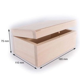 Small Rectangular Wooden Box with Lid & Bolt Closure | 16.5 x 11 x 7.5 cm | Gadgets Trinket Keepsake Memory Jewellery Gift Craft Storage Box | Unpainted & Untreated Plain Linden