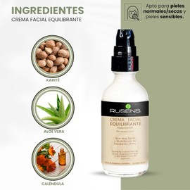 Rusens - Crema Facial Equilibrante (Hidratante) 100% Natural, Ideal para Piel Normal a Seca.