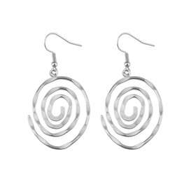 Chunky Dangle Statement Earrings for Women,14K Gold Bohemian Geometric Round Spiral Drop Earrings Party Prom Punk Twisted Jewelry Gifts (Silver)