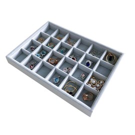 Multi Function Practical Drawer Organizer Jewelry Show Tray Home Store Premium Grade Grey Velvet Stackable Organizer Closet Storage Removable 24-Grid Jewelery Collection Protection Small Space Divider