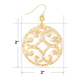ZENZII Circle Scroll Acrylic Resin Earrings for Women Girls Statement Teen Melamine Pattern Acetate Drop and Dangle Earring Fashion Jewelry (Beige)