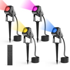 DeckTok RGB Low Voltage Landscape Lighting, 4 Pack Spotlight Outdoor with Remote Control, IP65 Waterproof LED Landscape Lights for Pathway Yard Garden Lawn Patio Decorations