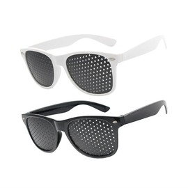 Schwarze Rasterbrille Pinhole Glasses, 2 Stück Lochrasterbrille Pinhole Glasses Multi Dot Brille, Rasterbrille
