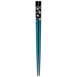 Tanaka Chopsticks: Silver Cherry Blossom, Blue, 8.9 inches (22.5 cm)