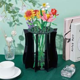 UNICRAFTALE Black Vase for Artificial Flowers Vases for Flower Bouquet Acrylic Puzzle Vases Vase Roses Display Stand for Cherry Blossom Sunflower Tulips Daffodils Lotus Home Decoration for Women