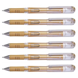 Pentel K230 M Gel Ink Roller Ball Pens, Pack of 6 Gold