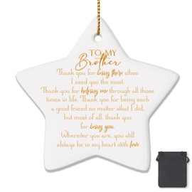Sieral to My Brother Christmas Ornament Gift Star Shape Brother Gifts from Sister Brother Ceramic Christmas Tree Ornament Gift for Brother Christmas Birthday