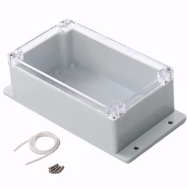 Fielect Clear Junction Box ABS Plastic Electrical Project Box Universal Electrical Boxes Project Enclosure Case Grey with Transparent Cover 200 x 120 x 70mm / 7.87" x 4.72" x 2.76"