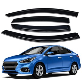 Lightronic Extra Durable Outside Mount Auto Vent Window Visor, Fits 2012-2017 Hyundai Accent (Sedan), UV Protection Rain Guard, Original Window Deflector, No-Drill Easy Install, Dark Smoke, 4-Pcs