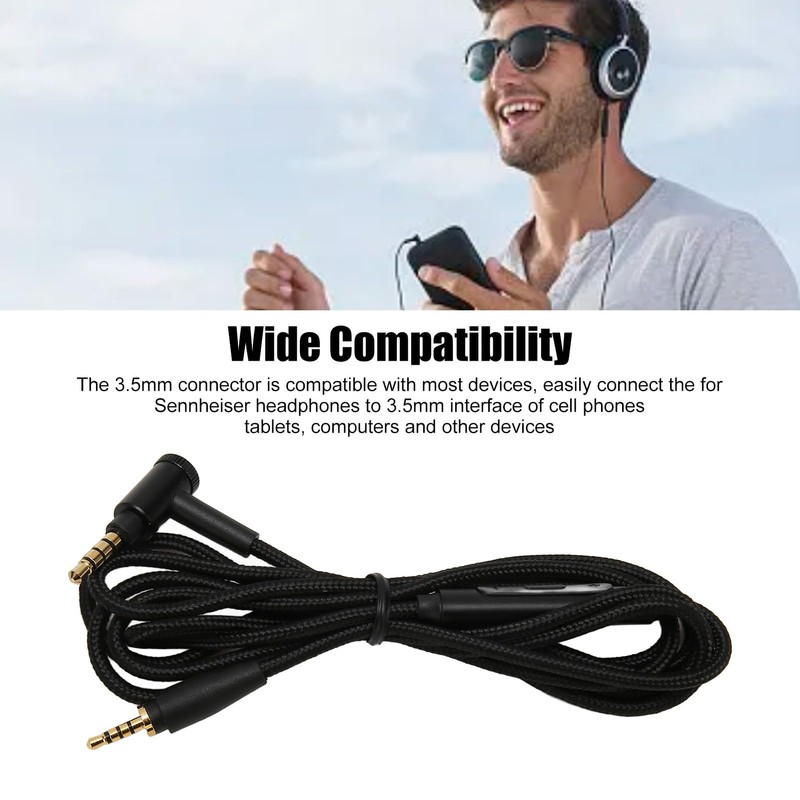 Headphone Audio Cable with Microphone, 3.5 mm Braided Nylon Replacement