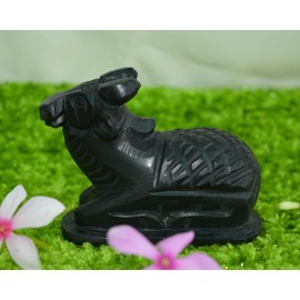 3" Inch Nandi Idol, Nandi Statue Black Marble God Nandi Sculpture Shiv Sevak, Animal Figurine Sacred Bull, of Shiva & Parvati Nandeshwara