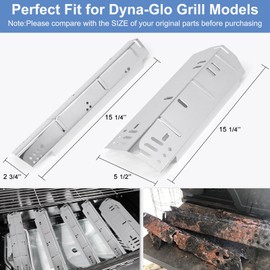 Criditpid Grill Replacement Parts for Dyna Glo 5 Burner DGH474CRP, DGH485CRP, DGH483CRP, 4 Burner DGH450CRP, 24"-30" Adjustable Grease Tray Drip Pan and Grill Heat Plats Kit for Dyna-glo Grill Parts