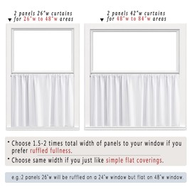 PANELSBURG White Short Tier Curtains 24 Inch Length for Laundry Room,Cafe Cabinet Curtains for Small Kitchen Bathroom Window,24 Inches Long