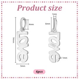 PH PandaHall 6pcs Word Love Charms 925 Sterling Silver Charms Good Luck Charm Love Symbol Pendant Inspiration Message Charms for Necklace Earring Bracelet Keychain Bookmark Jewellery Making