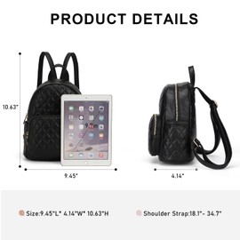 KL928 Quilted Mini Backpack for Women, PU Leather Backpack Purse Designer Satchel Bag, Small Casual Daypack for Ladies