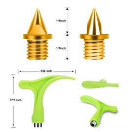 Lejof Carbon Steel Track Spikes, 48 Pcs 1/4 Inch Lighter Weight Spikes for Track, 0.45 Grams Replacement Spikes for Track and Field Sprinting or Cross Country (48 Gold)