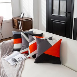 YUMYDG Set of 4 Cushion Covers 45 x 45cm Modern Abstract Simple Geometric Stripe Splicing Acrylic Bold Decorative Pillow Cases Home Decor Square Cushion Cover 18x18 Inches