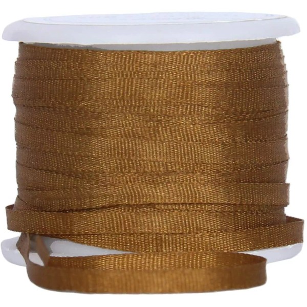 Threadart 100% Pure Silk Ribbon - 2mm Golden Tan -