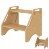 Toddler Step Stool, Wooden Height-Adjustable 2 Step Stool for Kids,
