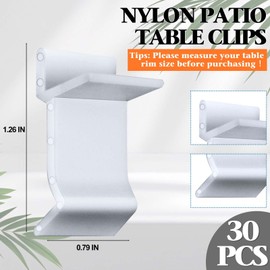 Wenfan 30 Pcs Table Rim Clips 1.26x0.79 Nylon Patio Table Clips for Glass and Acrylic Table Tops White Patio Furniture Clips - Help Support Tabletops in Rim