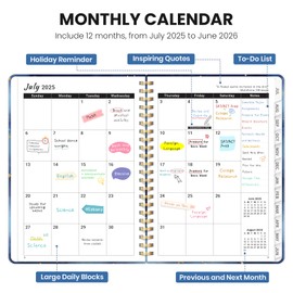 Planner 2025-2026, Monthly and Weekly Calendar Academic Planner (July 2025 - June 2026), Hardcover Student Teacher Planning Agenda Book with Tabs, Perfect for Office School Supplies, A5 (6.3" x 8.5") - Star