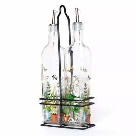 Michel Design Works ~~ Glass Country Life Oil & Vinegar Cruet Set~~ NEW