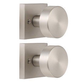 coolnews 2 Pack Brushed Nickel Dummy Door Knobs Interior, Single Sided Square Modern Dummy Door Knob Door Handle for Hall/Closet, Satin Nickel