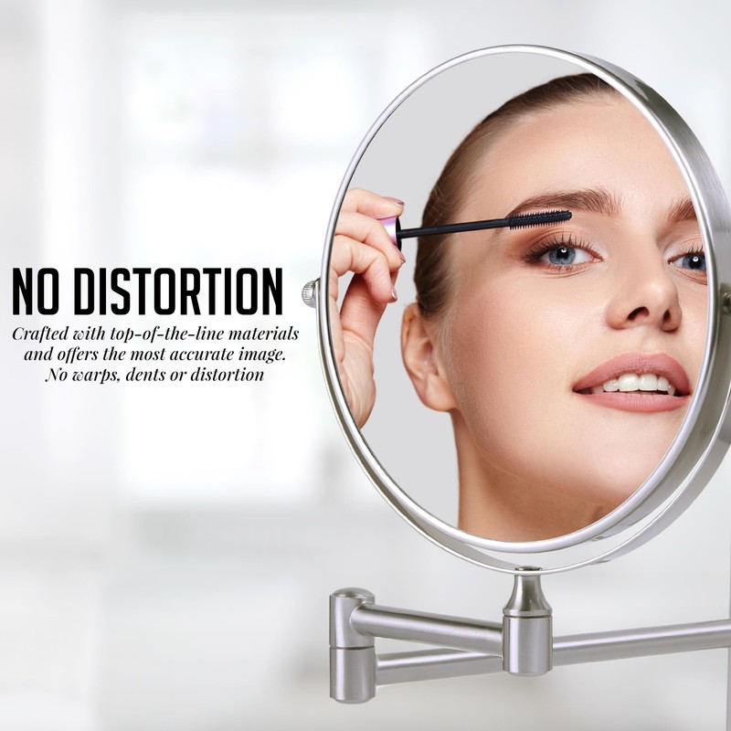 OVENTE 7" Wall Mounted Makeup Mirror with 1X/10X Magnification, Double