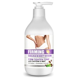 Grospe Firming Body Lotion for Women, Caffeine & Collagen Body Lotion for Dry Crepey Loose Skin, Skin Tightening Cream Nourishing and Moisturizing for Belly Bum Chest & Thighs 10.14 Fl Oz