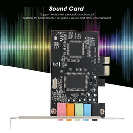 PCIE Sound Card, 6 Channel Surround Sound Computer Sound Card Support PC Computer System, PCI-E ~ 3.5mm X 5, For Karaoke Home Theater