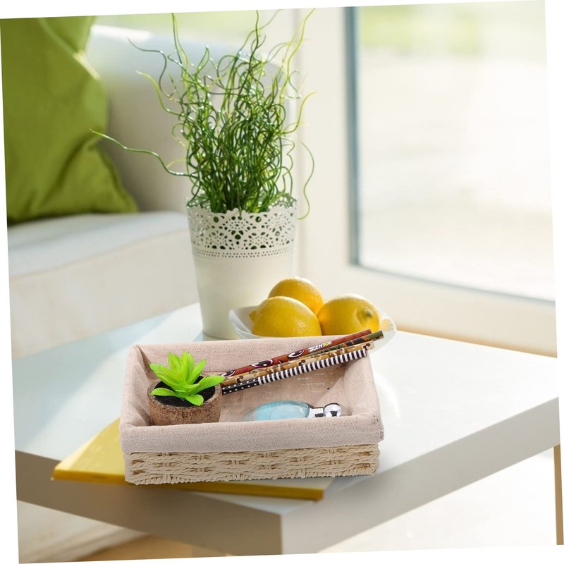 NOLITOY Handwoven Storage Basket Compartment Fabric Lined Woven Organizer for