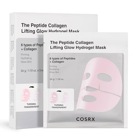 COSRX The Peptide Collagen Lifting Glow Hydrogel Face Masks Skincare 3 EA, Collagen Face Mask, Travel Essentials, Overnight Face Mask, Korean Skin Care