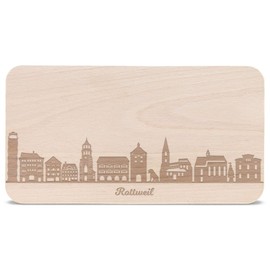 GRAVURZEILE Breakfast Board with Engraving Skyline Rottweil Wooden Chopping Board Snack Board Bread Board Gift for Rottweil City Lovers Ideal as a Souvenir