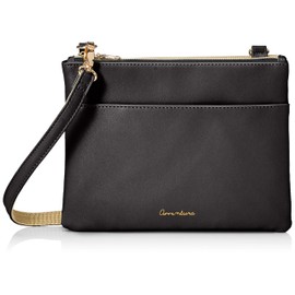 Aventura slt-30625 Sacoche Shoulder Bag, Crossbody One-Shoulder Bag, Shoulder Pouch, Synthetic Leather, Lightweight, A5 Size, Includes Key Hook, Black