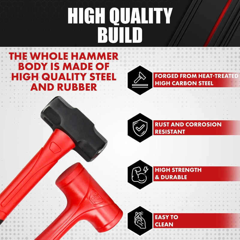 C&T 6-Piece Hammer Set, Fiberglass Handle & Mallet Set, Metal