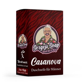 Sergejs Soap - Casanova Solid Soap Bar 3 in 1 Soap with 100% Natural Ingredients | Sandalwood Fragrance | Natural Cosmetics