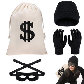 BUOSHUO BUOSHUO Dankräuber Kostüm,Einbrecher Kostüm, Kostüm Dieb, Räuber Kostüm Accessory for Carnival, Carnival, Cosplay Fancy Dress Party Thematisch.