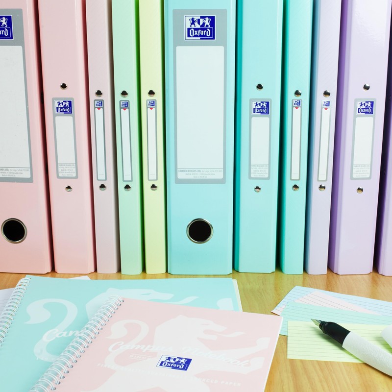 Oxford 5 Pack Flexible A4 Pastel Ring Binders, 20mm Flexi
